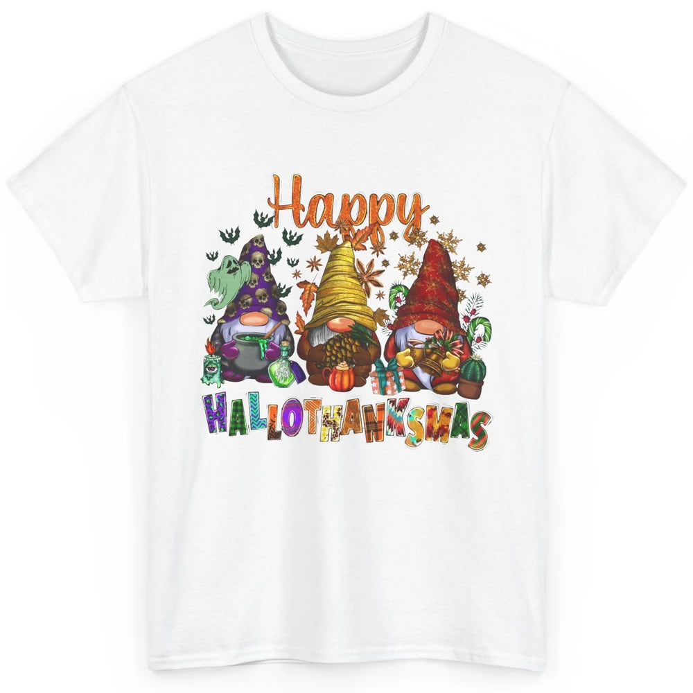 Pumpkin Gnomes Hallo-thank-mas Halloween Thanksgiving Xmas Classic Unisex T-Shirt