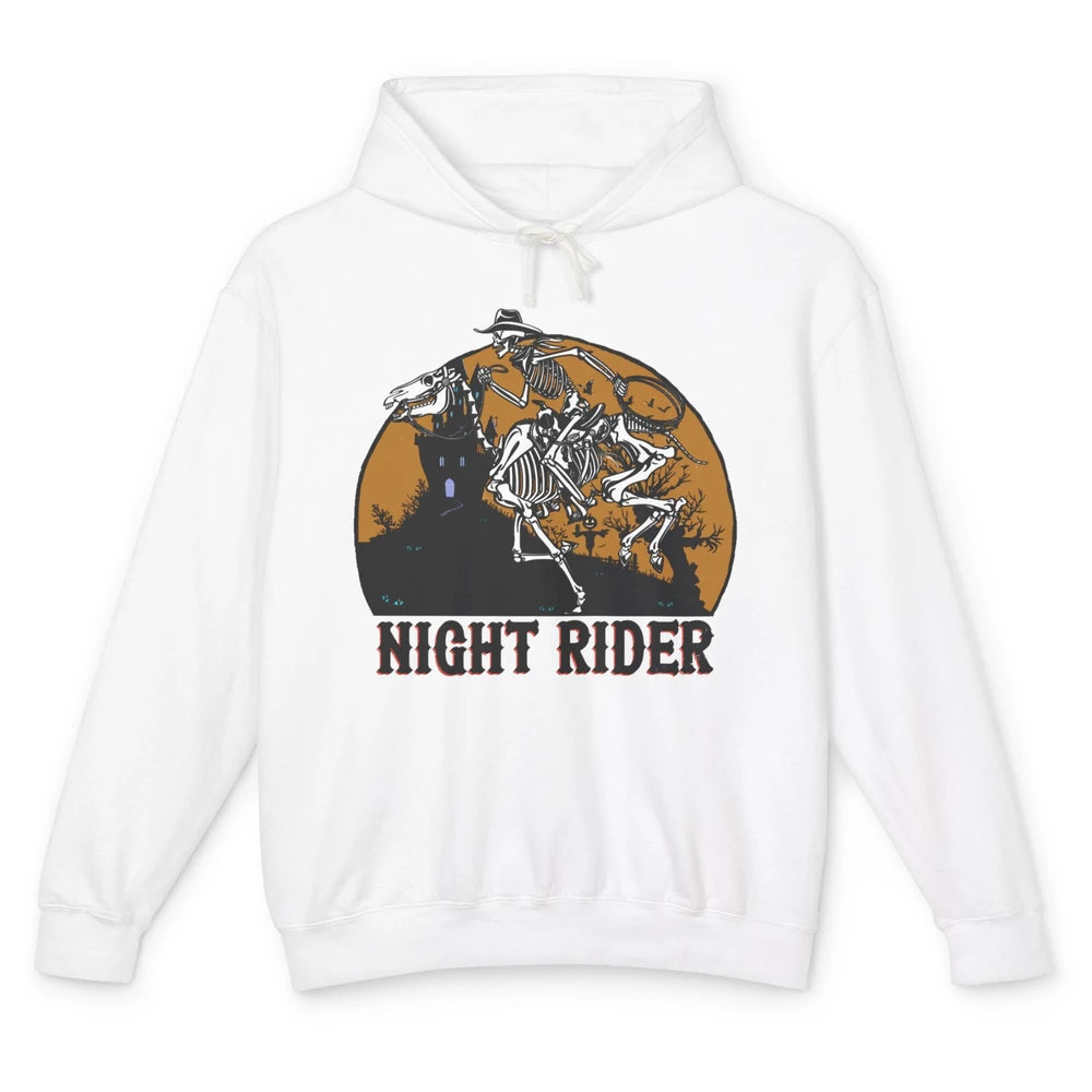 Cowboy Skeleton Bucking Horse Night Rider Western Halloween Unisex Lightweight Hoodie