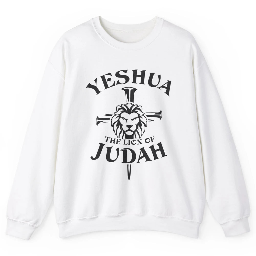 Yeshua Jesus Cross Lion Of Judah Christian Faith Religious Unisex Crewneck Sweatshirt