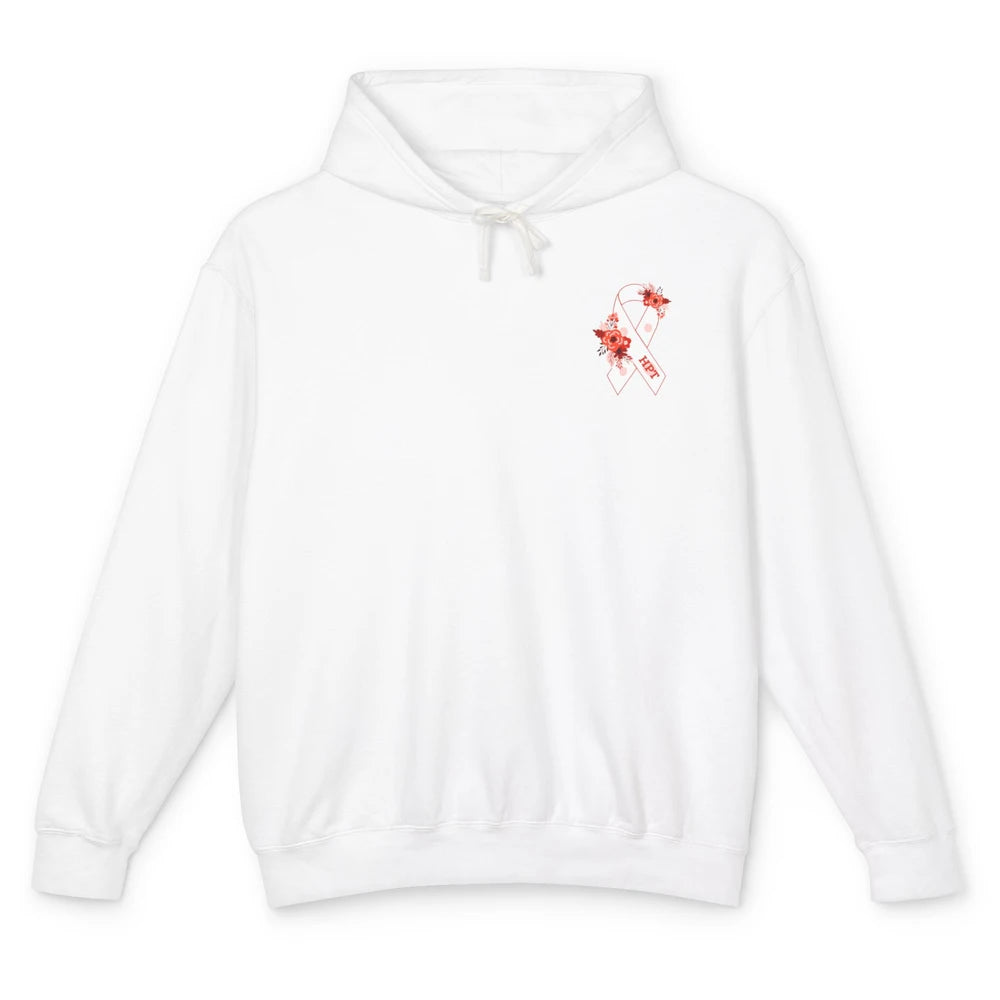 Hyperparathyroidism Awareness Red White Ribbon Parathyroid Unisex Lightweight Hoodie