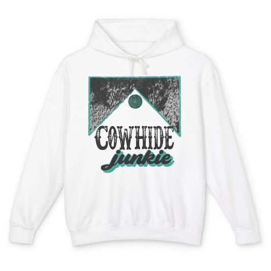 Retro Cowhide Junkie Western Country Cowboy Cowgirl Gift Unisex Lightweight Hoodie