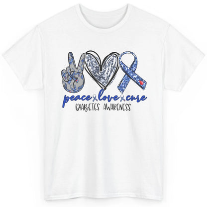 Diabetes Awareness Peace Love Cure Type 1 Diabetes Awareness Classic Unisex T-Shirt