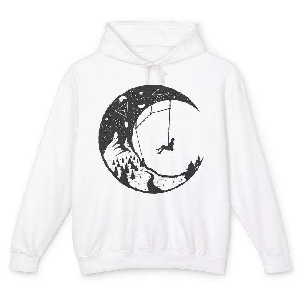 Funny Mountain Rock Climbing On The Moon Space Climber Unisex Lightweight Hoodie