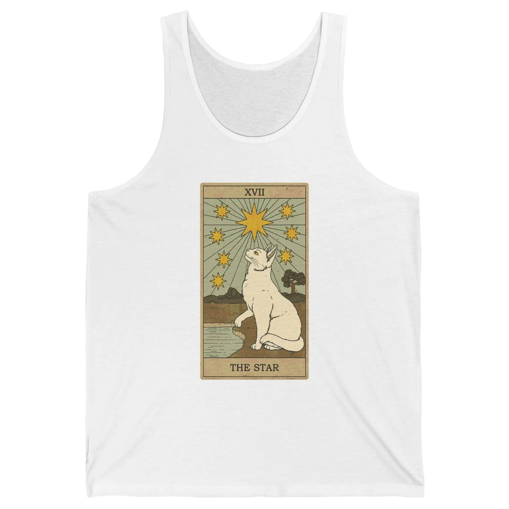 Tarot Card The Star White Cat Retro Mermaid Gothic Vintage Unisex Jersey Tank