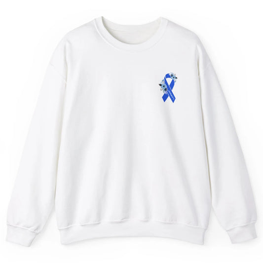 We Wear Blue Angelmans Syndrome Awareness Floral Blue Ribbon Unisex Crewneck Sweatshirt