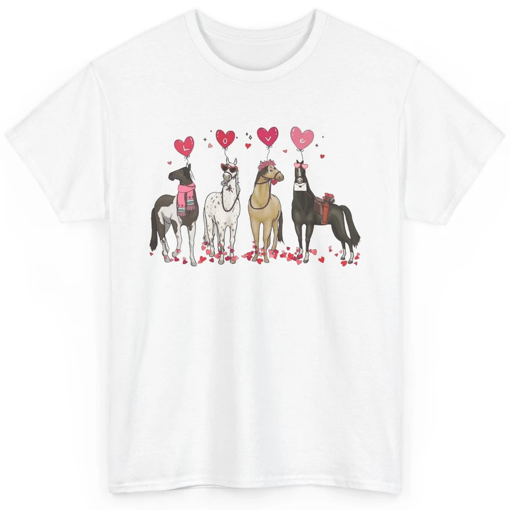 Cute Horse Valentine's Day Horses Cowgirl Rodeo Howdy Western Country Heart Love Balloon Classic Unisex T-Shirt