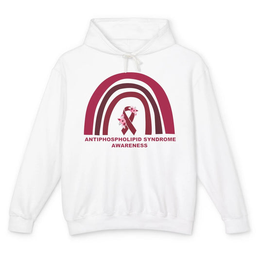 Antiphospholipid Syndrome Awareness APS Burgundy Rainbow Unisex Lightweight Hoodie