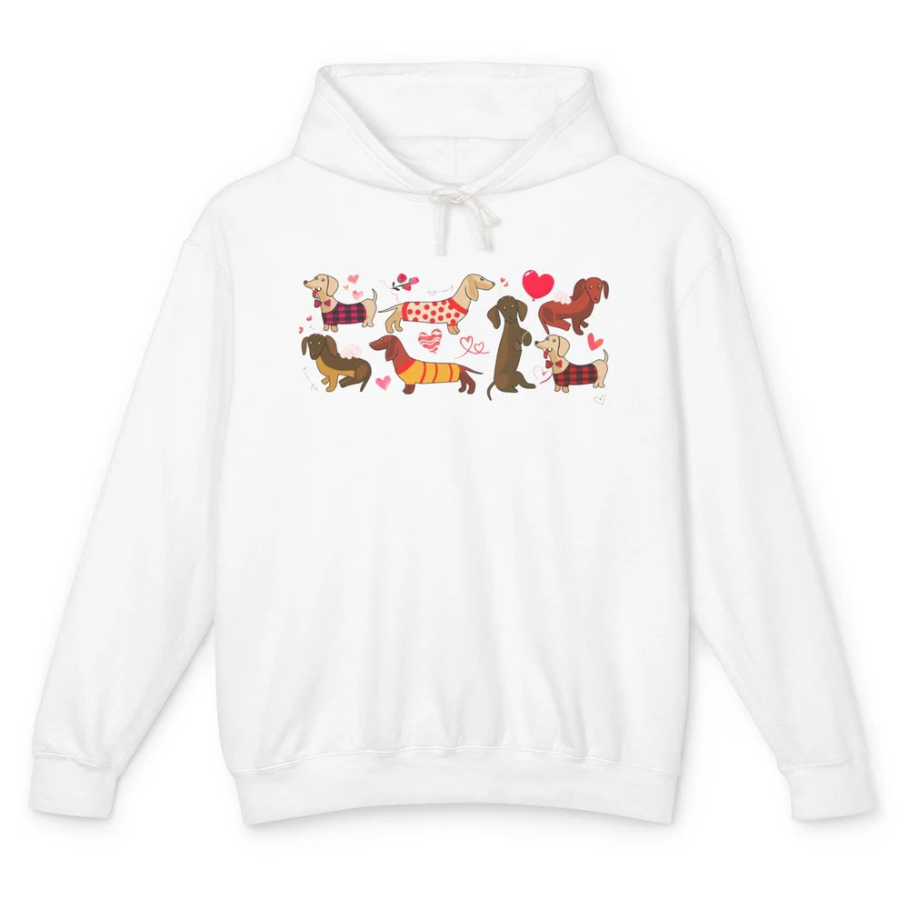 Cute My Valentine Has Paws Dachshund Valentines Day Dog Mom Unisex Lightweight Hoodie