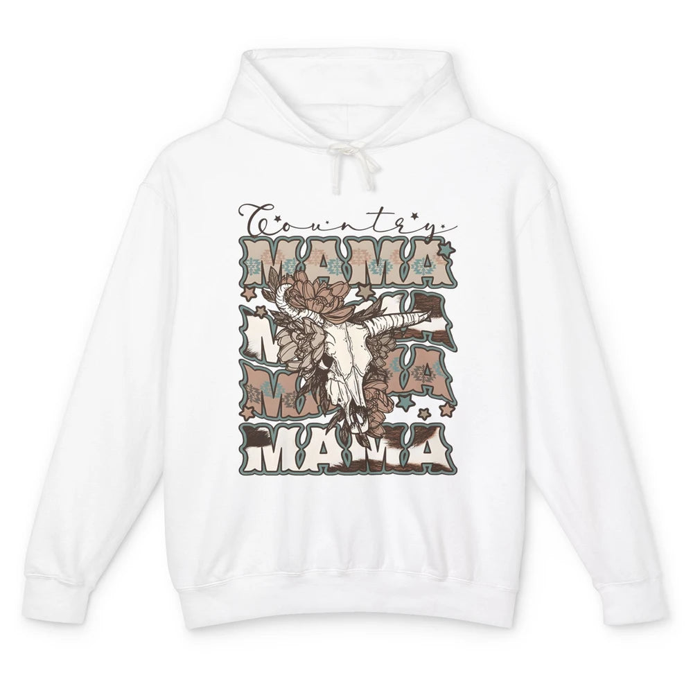 Floral Boho Bull Skull Country Mama Desert Spirit Western Unisex Lightweight Hoodie