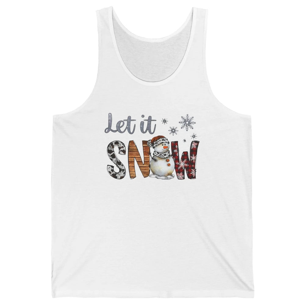 Leopard Snowman Let It Snow Snowflakes Western Christmas Unisex Jersey Tank