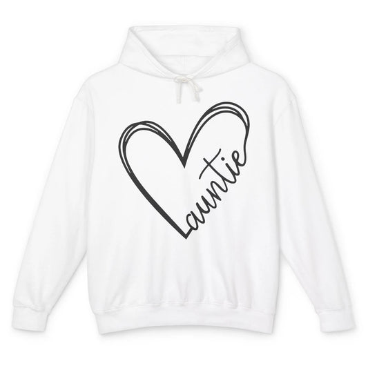 Cute Love Auntie Heart Typography Aunt Life Minimal Half Mom Unisex Lightweight Hoodie