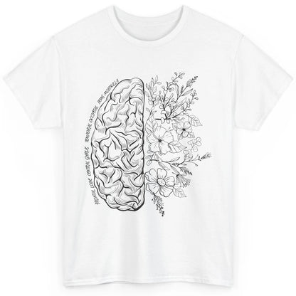 Brain Anatomy With Flowers Nursing School Doctor Neurologist Classic Unisex T-Shirt