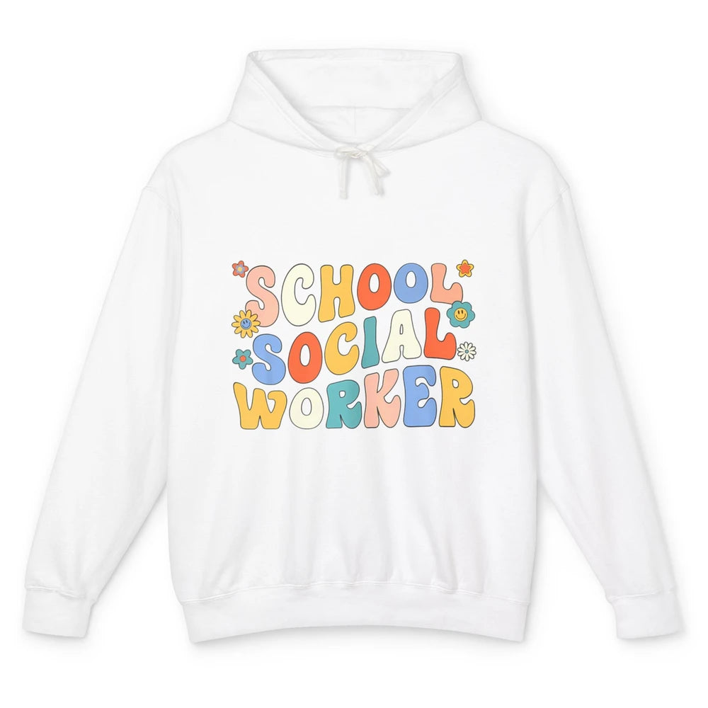 Groovy School Social Worker Retro 70s Teacher First Day Boho Unisex Lightweight Hoodie