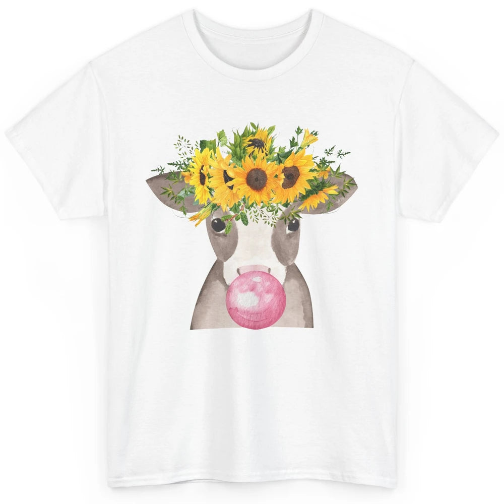 Sunflower Cow Bubble Gum Not In The Mood Western Farm Animal Classic Unisex T-Shirt