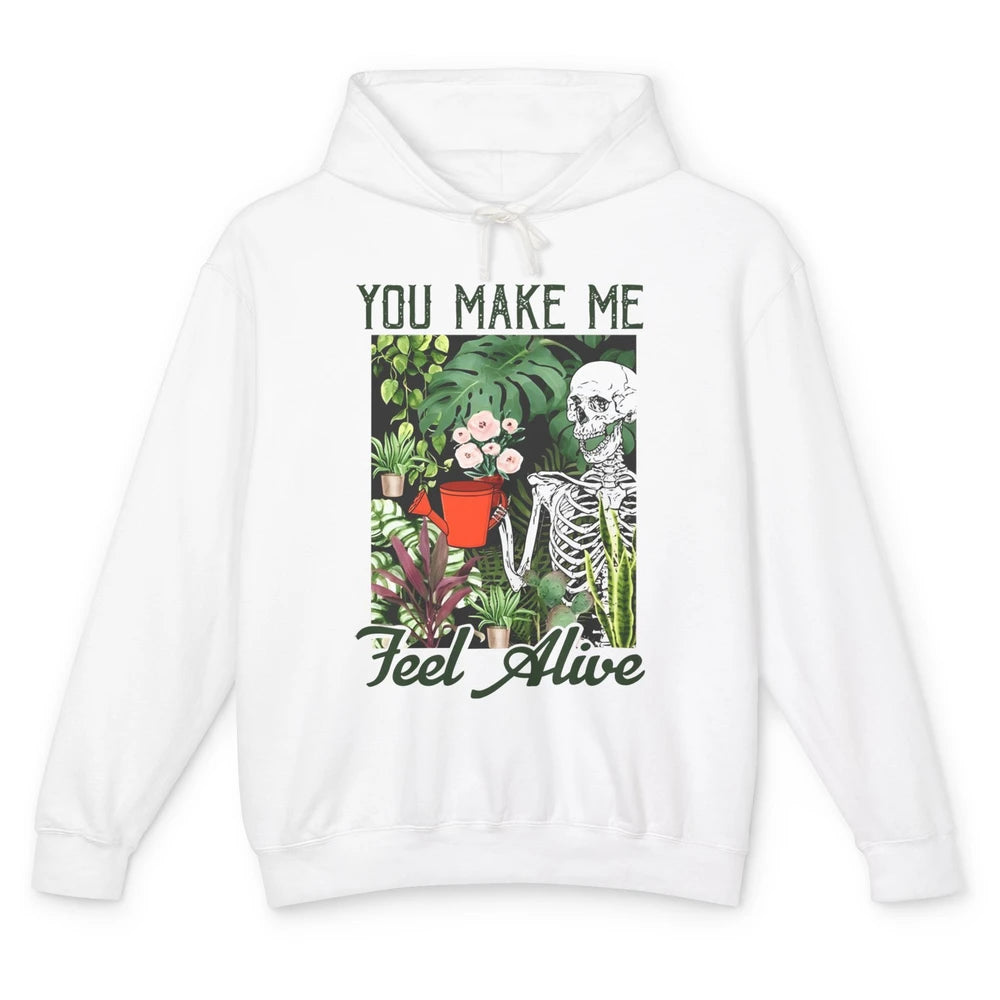 Make Me Feel Alive Skeleton Plant Flower Botanical Garden Unisex Lightweight Hoodie