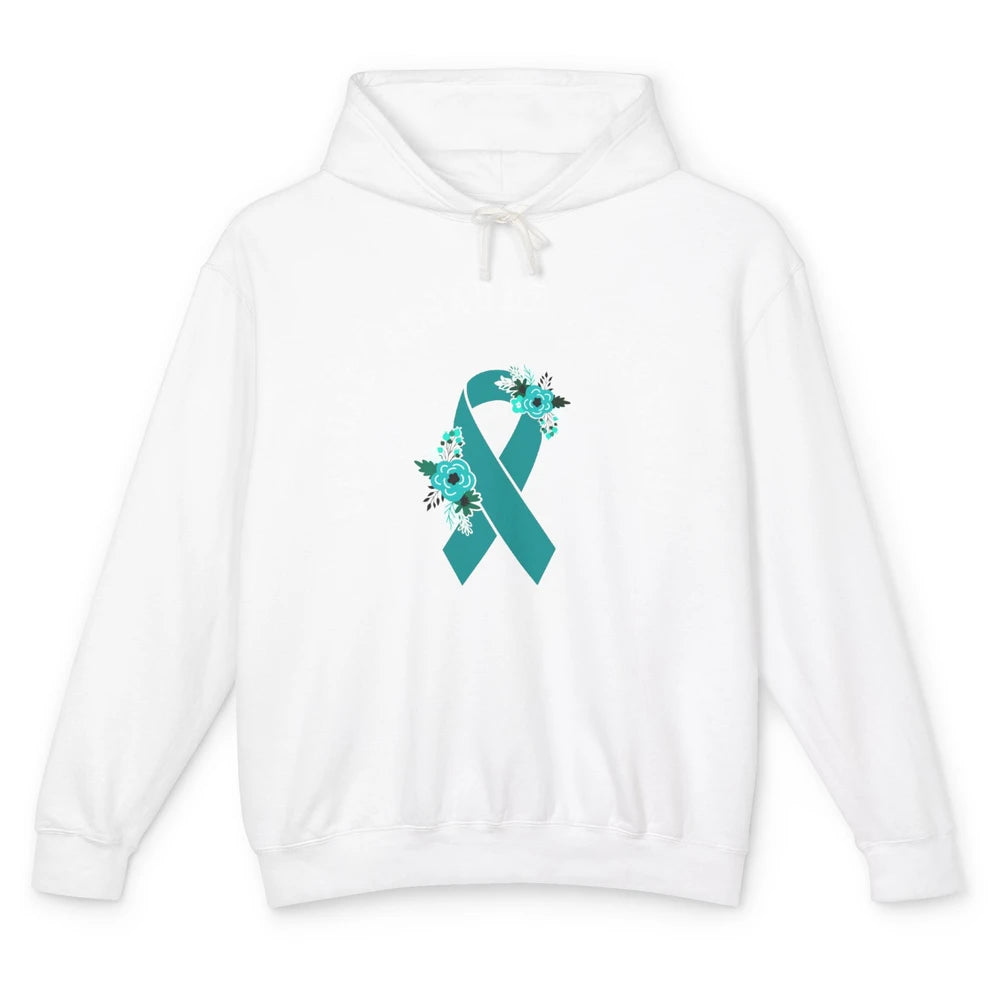 Sexual Assault Awareness Floral Teal Ribbon Awareness Gift Unisex Lightweight Hoodie