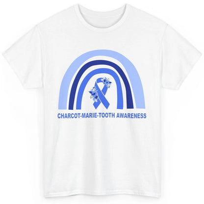 Charcot-marie-tooth Disease Awareness Floral Blue Rainbow Classic Unisex T-Shirt