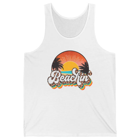 Beachin' Leopard Retro Summer Sunset Beach Lovers Vacation Unisex Jersey Tank