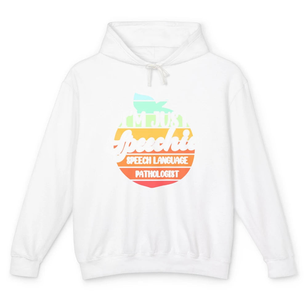 Just Speechie Peach Speech Language Pathologist Sped Retro Unisex Lightweight Hoodie