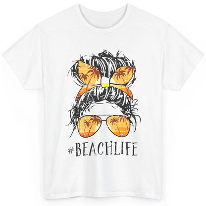 Beach Life Messy Bun Hair Retro Vintage Beach Palms Summer Classic Unisex T-Shirt