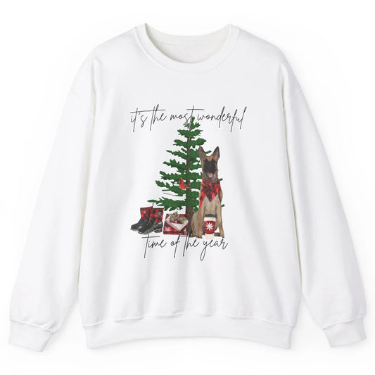 Belgian Malinois Christmas Tree Most Wonderful Time Of Year Unisex Crewneck Sweatshirt