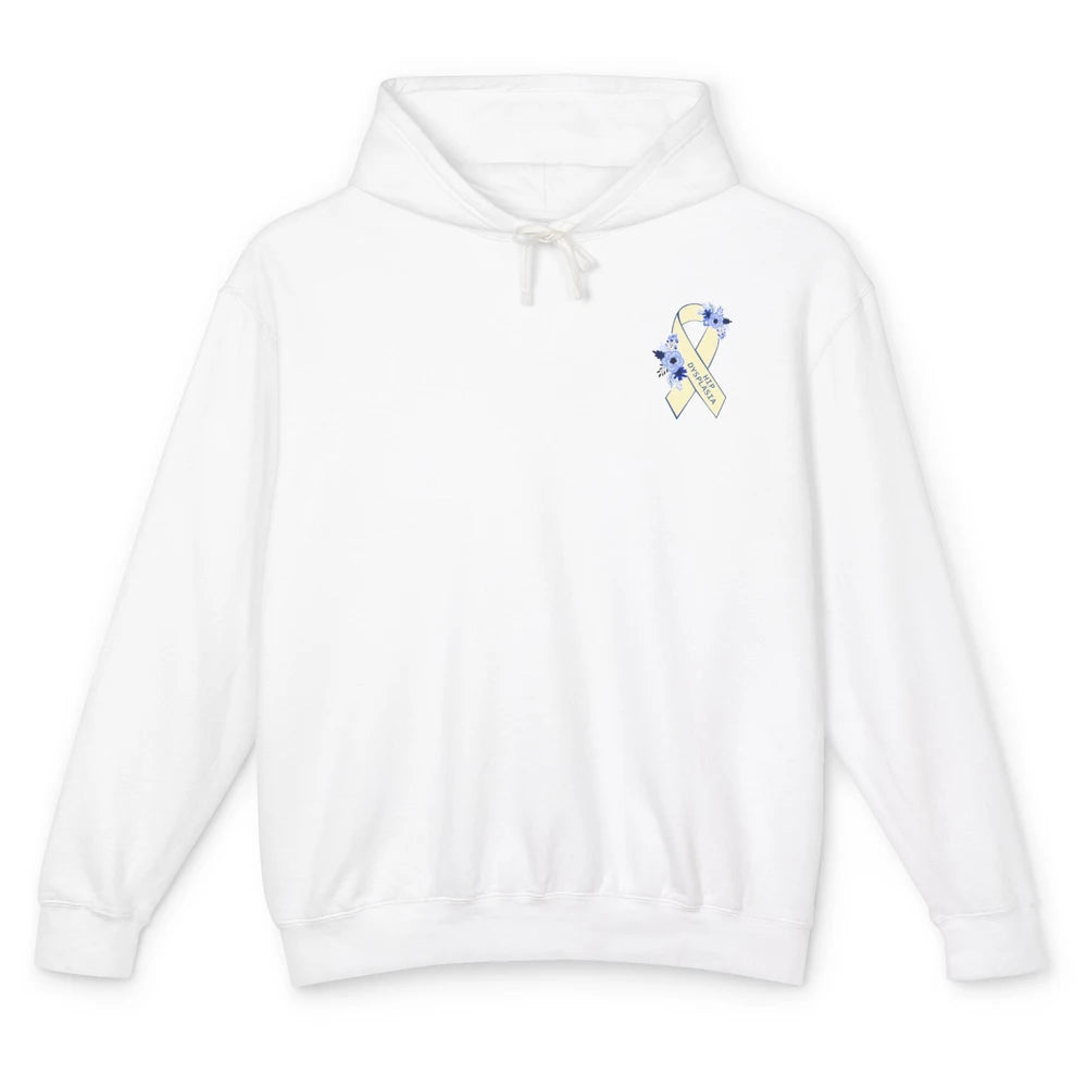 Hip Dysplasia Awareness Floral Blue White Ribbon Pocket Size Unisex Lightweight Hoodie