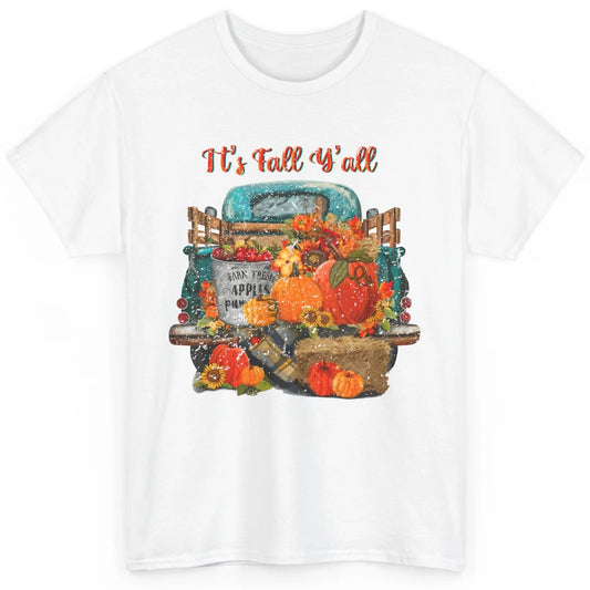 Retro Pumpkin Truck Sunflower Western Pumpkin Season Fall Classic Unisex T-Shirt