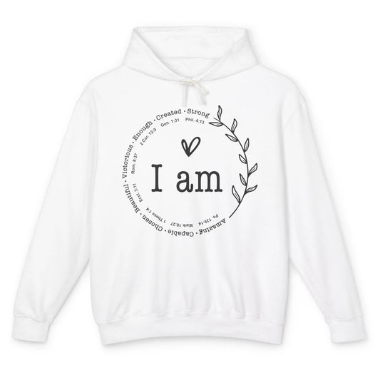 God Says I Am Bible Verse Christian Inspirational Motivation Unisex Lightweight Hoodie