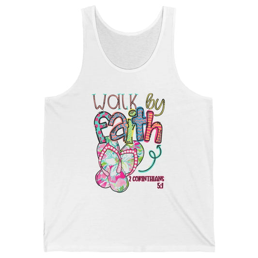 Walk By Faith Not By Sight Christian Bible Verse Summer Gift Unisex Jersey Tank