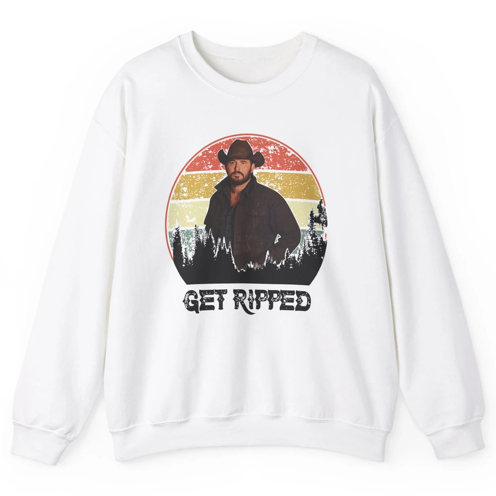 Vintage Cowboy Get Ripped Western Country Music Rodeo Dad Unisex Crewneck Sweatshirt