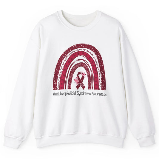 Antiphospholipid Syndrome Awareness APS Burgundy Rainbow Unisex Crewneck Sweatshirt