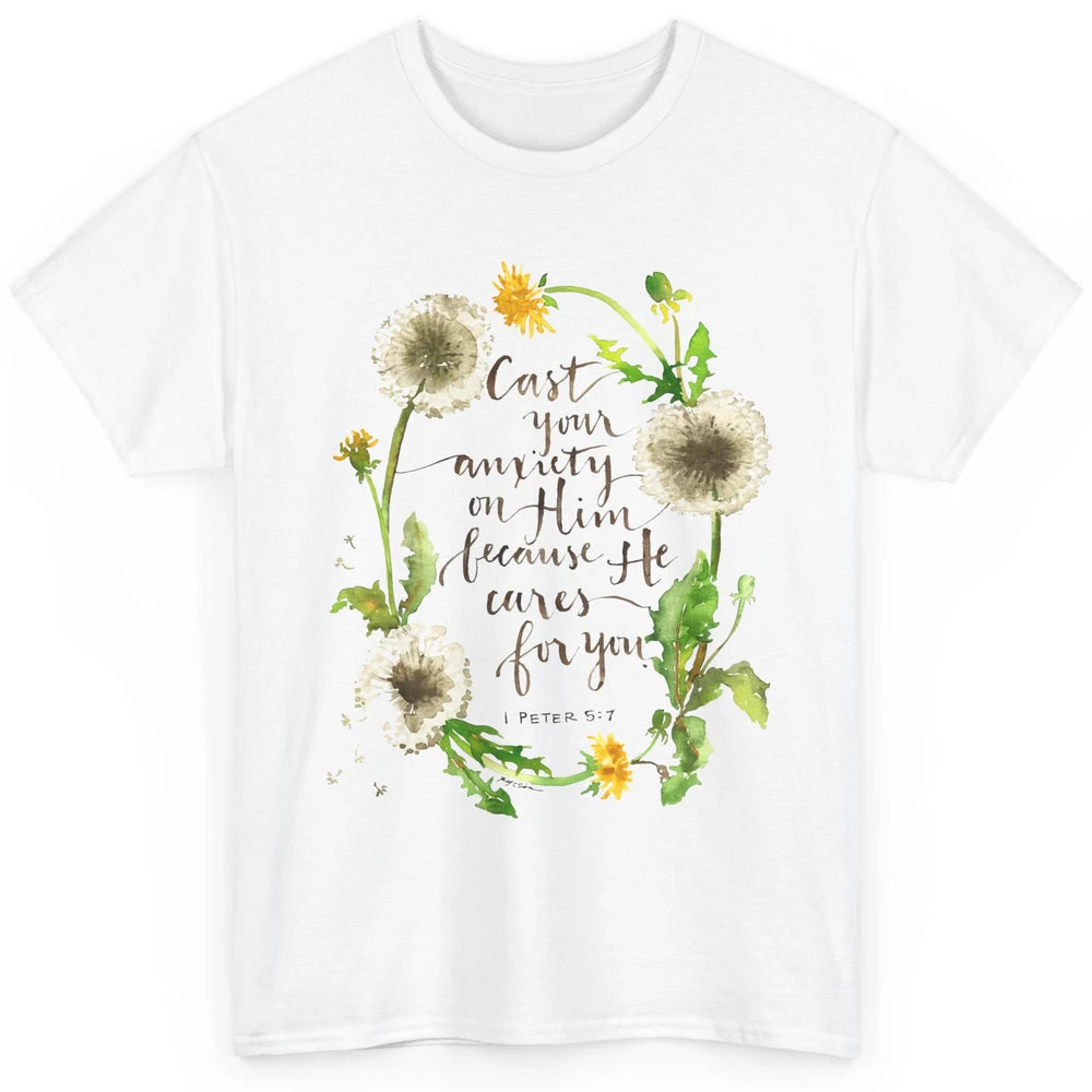 Floral Christian Faith Cast Your Anxiety On Him Bible Verse Classic Unisex T-Shirt