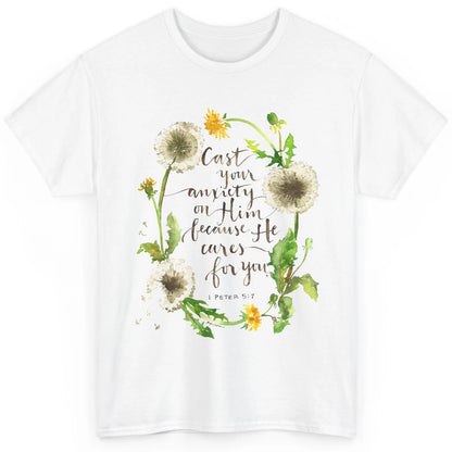 Floral Christian Faith Cast Your Anxiety On Him Bible Verse Classic Unisex T-Shirt