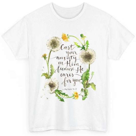 Floral Christian Faith Cast Your Anxiety On Him Bible Verse Classic Unisex T-Shirt