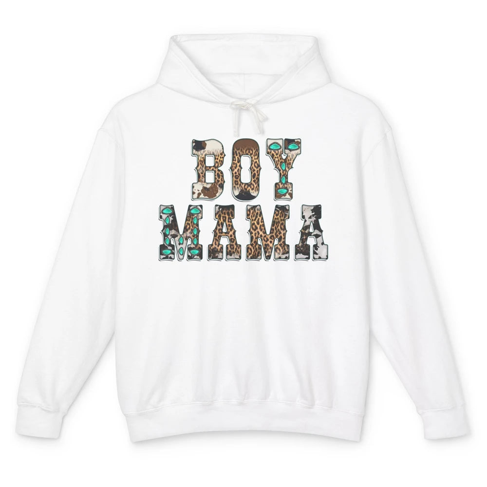 Leopard Turquoise Boy Mama Western Country Cowboy Mama Unisex Lightweight Hoodie