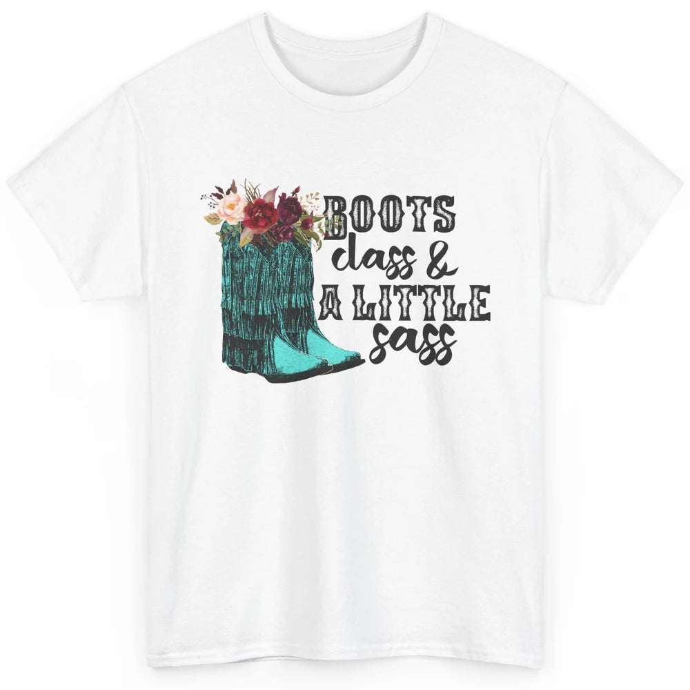 Floral Cowgirl Boots Class A Lil Sass Western Country Girl Classic Unisex T-Shirt