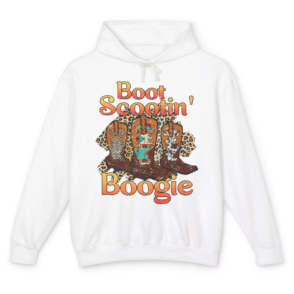 Leopard Cowboy Boots Rodeo Scooting Boogie Western Country Unisex Lightweight Hoodie