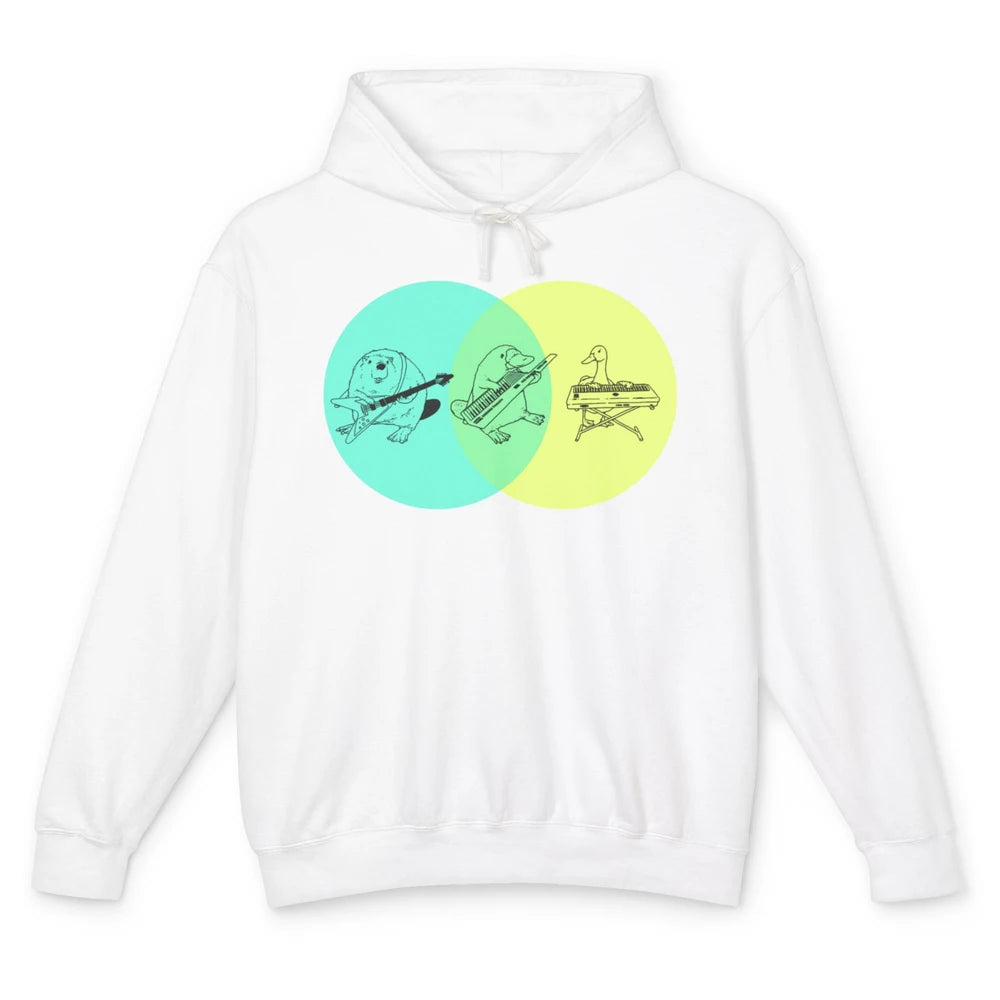 Keytar Platypus Venn Diagram Green Yellow Guitarist Music Unisex Lightweight Hoodie