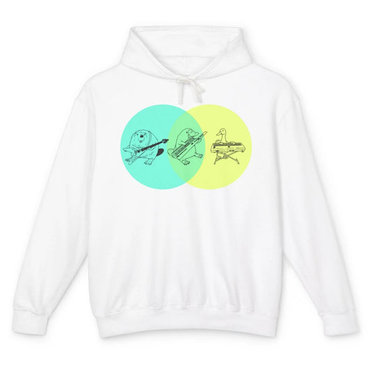 Keytar Platypus Venn Diagram Green Yellow Guitarist Music Unisex Lightweight Hoodie