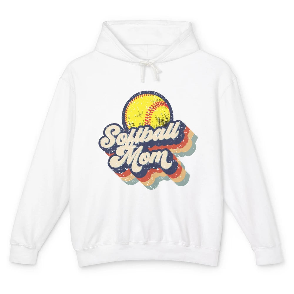 Retro Softball Mom Catcher Pitcher Mothers Softball Player Unisex Lightweight Hoodie