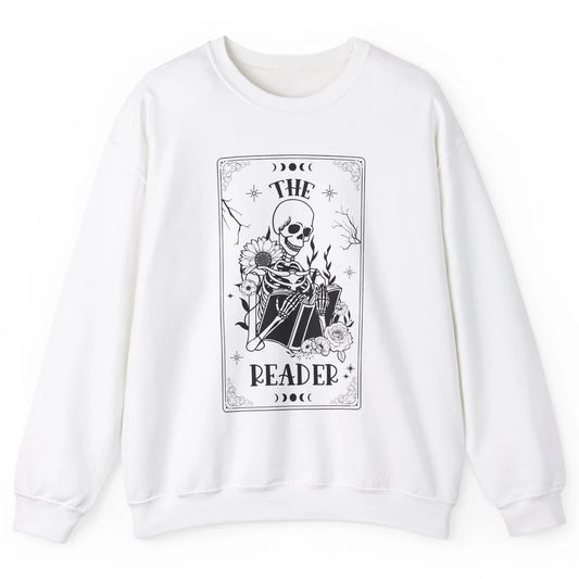 The Reader Skeleton Tarot Card Halloween Reader Book Lovers Unisex Crewneck Sweatshirt