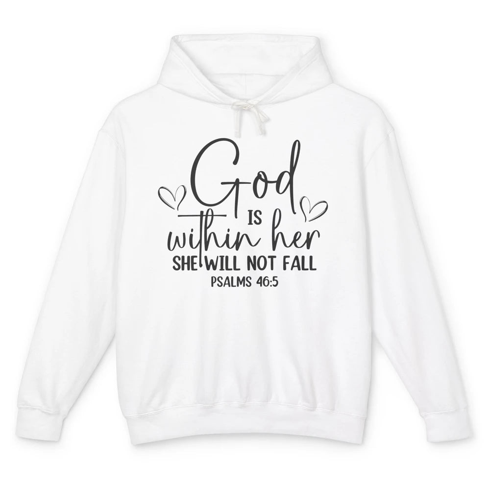 Christian God Is Within Her She Will Not Fall Bible Verse Unisex Lightweight Hoodie