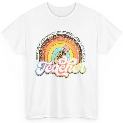 Teacher Life Love Inspire Motivate Appreciation Gift Rainbow Classic Unisex T-Shirt