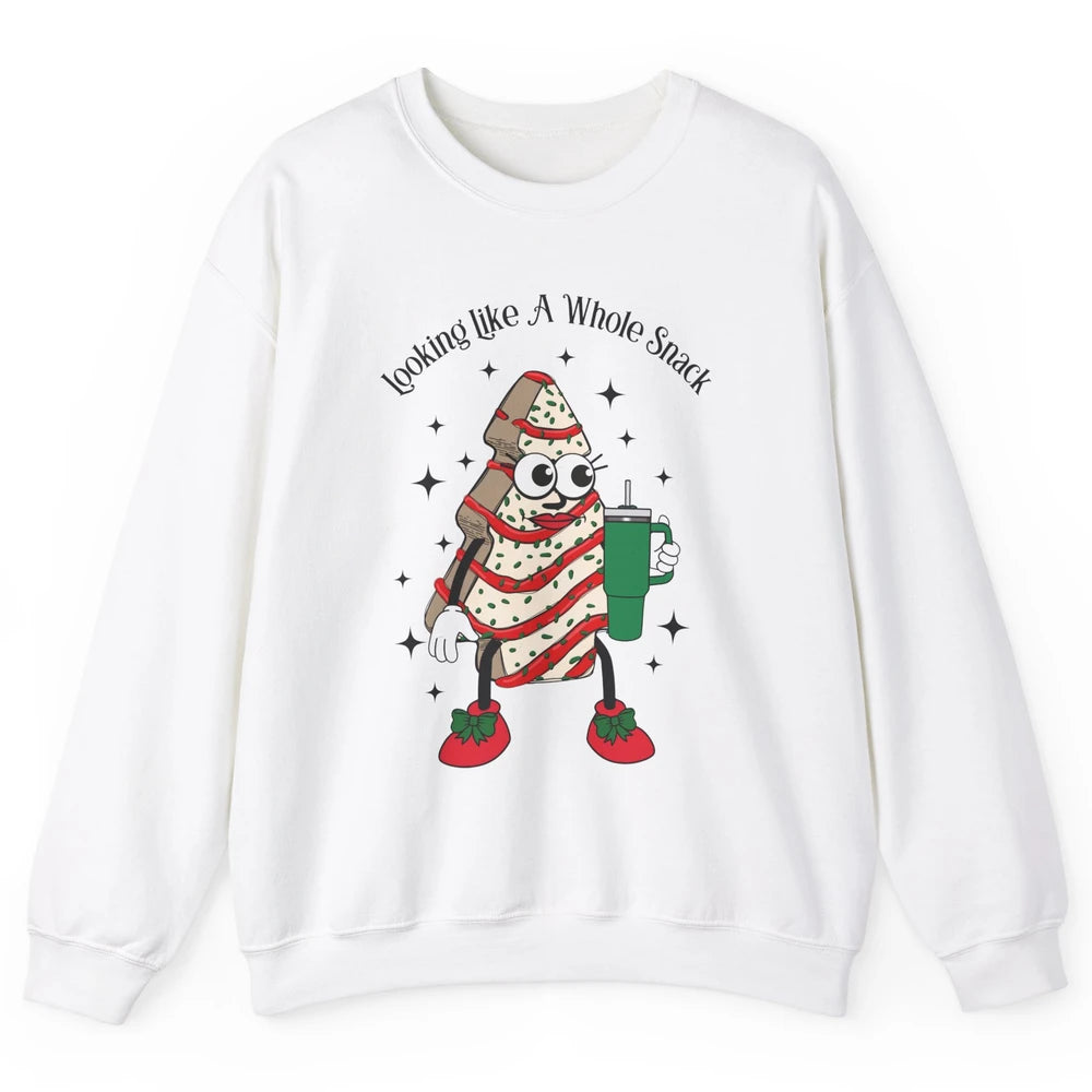 Funny Christmas Tree Cake Out Here Look Like A Snack Unisex Crewneck Sweatshirt