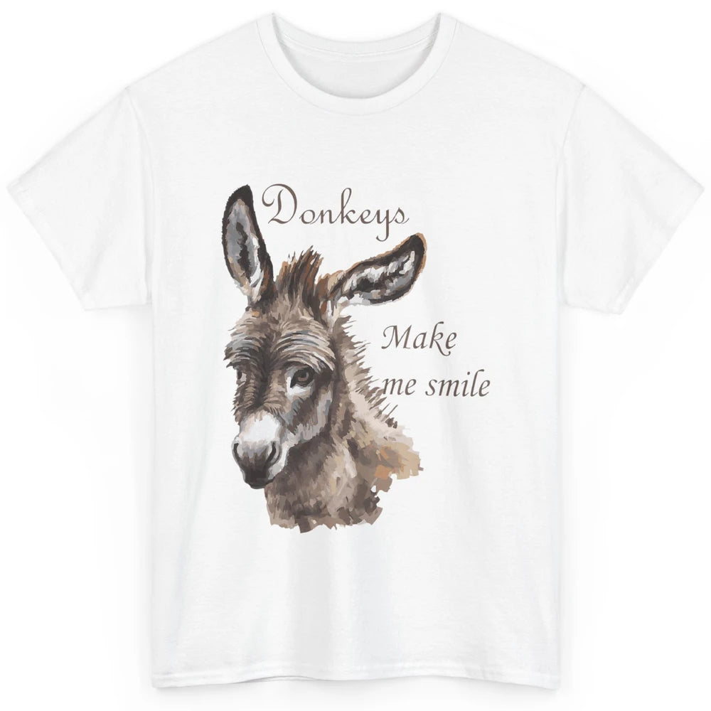 Watercolor Donkey Make Me Smile Farming Life Farm Animal Classic Unisex T-Shirt