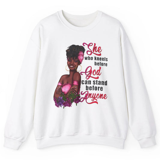 Black Girl She Who Kneels Before God Christian Afro Women Unisex Crewneck Sweatshirt