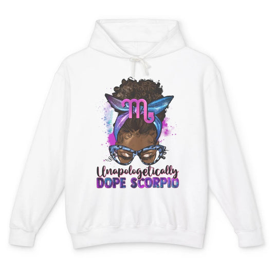 Afro Scorpio Queen Galaxy Horoscope Messy Hair Black Woman Unisex Lightweight Hoodie