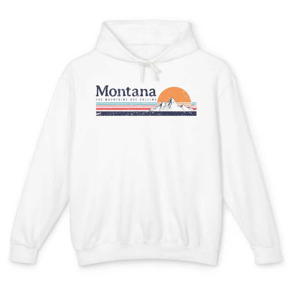 Vintage Montana Mountains Are Calling Camping Hiking Outdoor Unisex Lightweight Hoodie