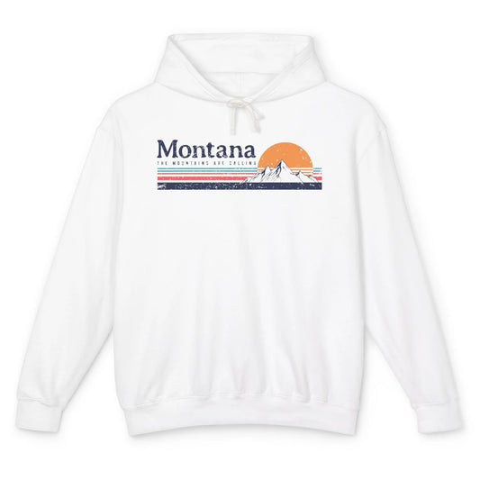 Vintage Montana Mountains Are Calling Camping Hiking Outdoor Unisex Lightweight Hoodie