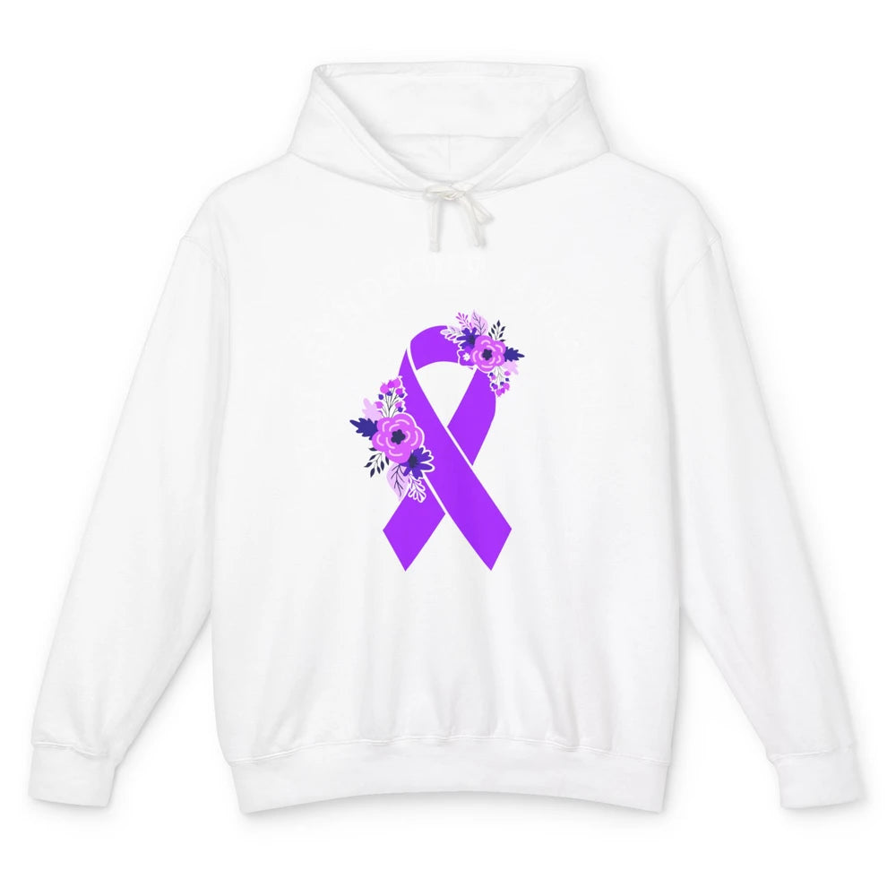 Rett Syndrome Awareness Floral Purple Ribbon Rainbow Unisex Lightweight Hoodie